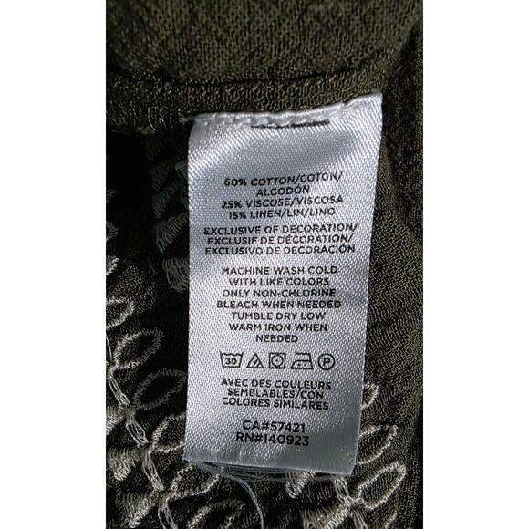 Loft flutter sleeve peplum top in dark olive green Size Medium - Picture 4 of 5